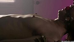 lawyer ties slim brunette in bondage for gagging fucking deepthroat choking and whipping