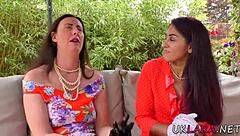 British Slut in Stockings Licks Lesbian