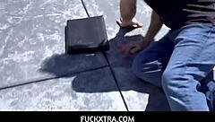 Young petite teen Maya Woulfe squirts orgasm for neighbor Donnie Rock