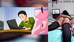 Latina Slut Reacts to Hentai Blowjobs and Shows Big Ass