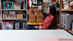 petite teen shoplifter gets caught and fucked by mall cop