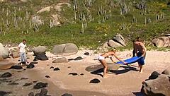 beach gangbang drills assholes moaning