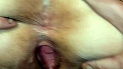 Detailed View of Milf's Gaping Pussy Filled with Creampie Cum After Intense Sex