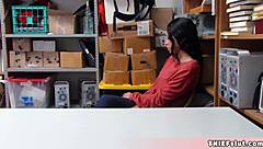 petite teen shoplifter gets caught and fucked by mall cop