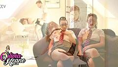 teen sneaks behind twin's back for rough pounding with neighbor at party