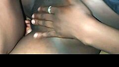 Pretty ebony amateur gets her tits sucked and fingered by drummer boy during masturbation