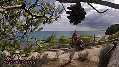 Dick Flash Shock - French Girl Helps Me Cum on Beach Path!