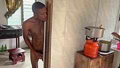 amateur pussy squirts while riding big black cock in kitchen