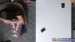 Shoplifter teen avi love undergoes office cavity search by officer.