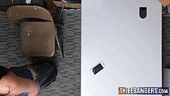 Shoplifter teen avi love undergoes office cavity search by officer.