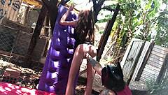 Redhead busty gives pussy and takes cum in mouth with sex toy. Provocative!