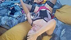 amoul solo in rose satin panties and spandex pants