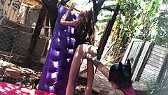 Redhead busty gives pussy and takes cum in mouth with sex toy. Provocative!