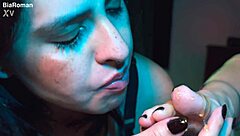 Redhead In Lingerie Gags On Deepthroat And Feet