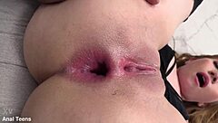 Amber Lee experiences first anal destruction with big black cock, gaping asshole.
