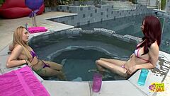 Aj Applegate And Melody Jordan Fondle In Pool, Then Eat Ass