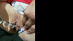 Kiwi milf plays with beads