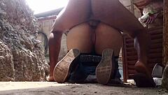 dragging his naughty cousin behind house to pound her tight ass!