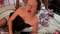 drop heavy load on charming french mouth with dirty talk