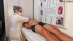 Unforgettable erection in front of cute nurse