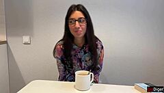 Nerdy girl with glasses enjoys outdoor activities