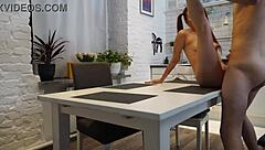 quickie with hot neighbor in the kitchen gets intense and wild