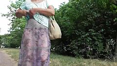 I love flashing my hairy mature pussy in see-through dress