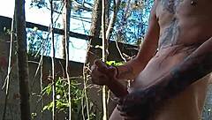 Watch This Full Video of Cumming in the Public Backyard! Athletic Amateurs Dominate in the Garden!