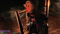 gemma smithy trains in blowjob with bondage