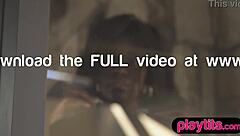 Petite Ebony Beauty Strips Naked To Flaunt Chocolaty Body And Bubble Butt