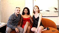 Brazilian Novinha Cums Hard on Sofa Test!