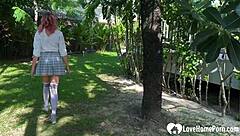 I tied up my redhead student neighbor in bathtub after she snuck in