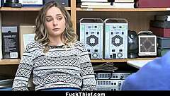 I got caught as a blonde teen shoplyfter and fucked by the security guard.