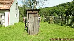 The babe gets jizzed on and then pisses in this hardcore fetish scene