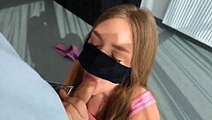 jerked off on me during workout, tore leggings for pussy cum