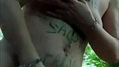 slave slut bent over in forest for doggystyle