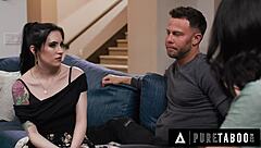 Pregnant woman watches Anna de Ville deepthroat and drill husband in taboo cuckold scene