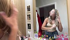 Hot blonde River Lynn, what a big dick surprise from Victor Ray at home!