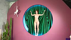 nude outdoor filming shows shaved pussy and natural tits in public