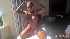 Busty hot milf Monica Santhiago squirts during interracial pussy fucking by black Rome Major