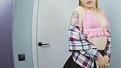 Sexy Cutie Dances Striptease, Gets Oiled, Rubs Clit To Orgasm