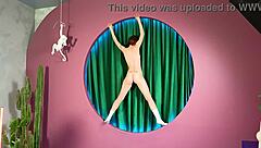 nude outdoor filming shows shaved pussy and natural tits in public