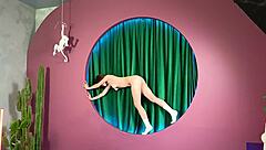 nude outdoor filming shows shaved pussy and natural tits in public