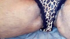 Couple smells granny's sweet pussy and nasty asshole while licking her panties