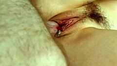 big cumshot on huge pussy lips.