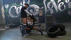 Fucking Slutty Brunette In Fishnet Stockings With Anal Creampie