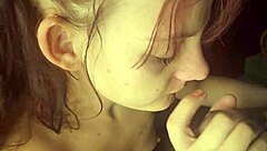 18 year old stepdaughter sucks daddy's cock while i fuck her shaved pussy with dildo