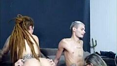 Brazilian Redhead Rides Friend While Wife Blows