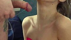 BTS footage of Candie Cross as my personal slut in rough deepthroat action