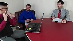 Office slut trailer shows wild blowbang and facial chaos!